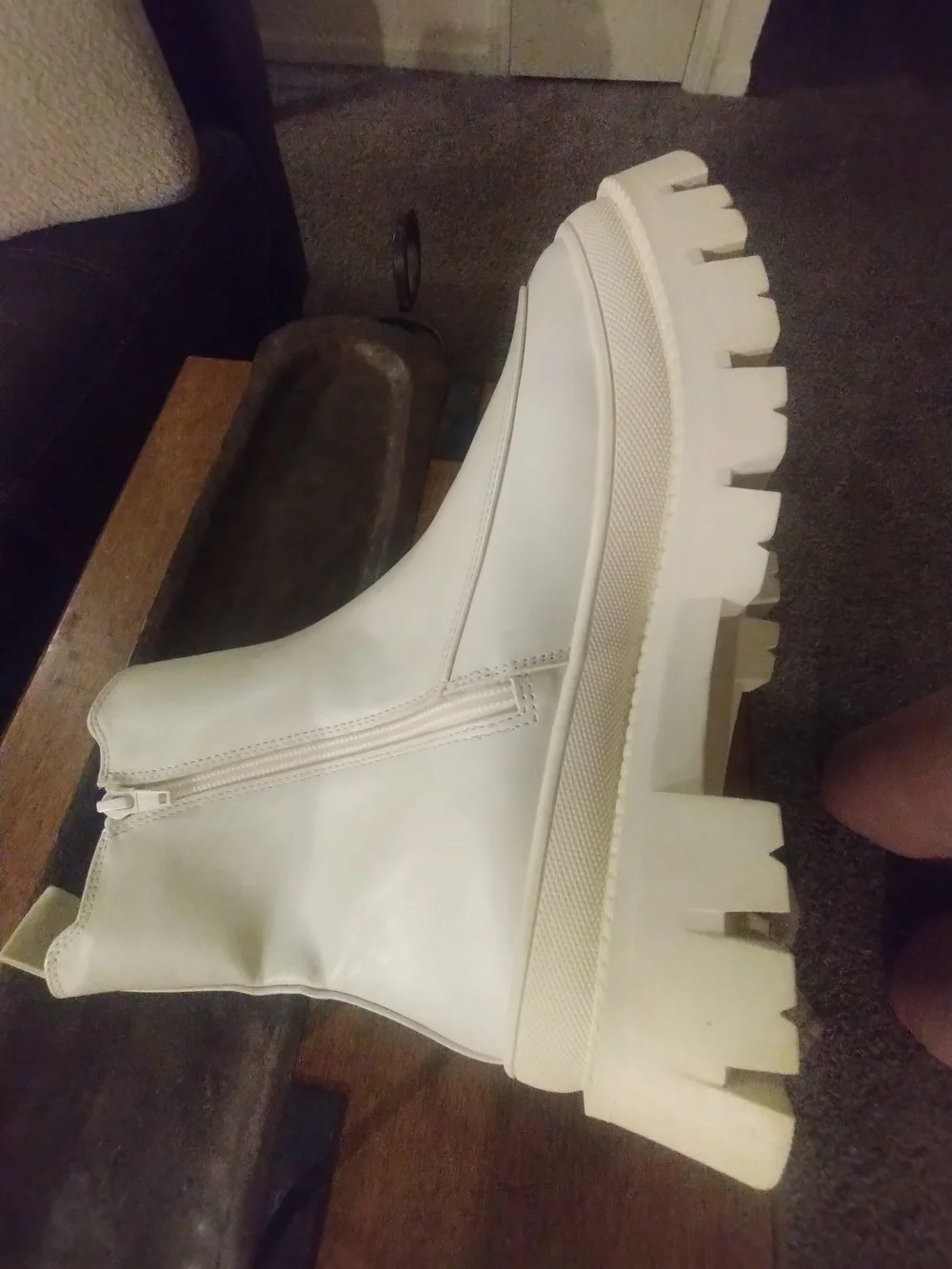 Lane Bryant Cream Platform Ankle Boots